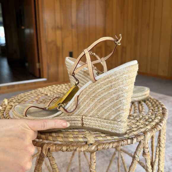 LOUIS VUITTON TRUNKS & BAGS ESPADRILLE WEDGE STRAPY PLATFORM SANDALS EU 40 US 10 - Picture 13 of 16
